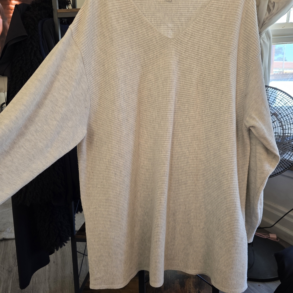 Women's Cream V-Neck Sweater